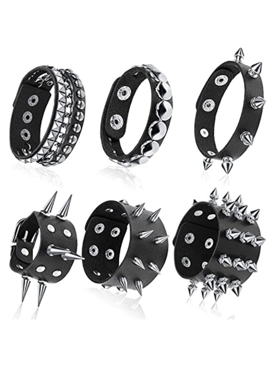 Jewelry - Punk Studded Faux Leather Cuff Bracelet Set Rivet Biker Jewelry Gift